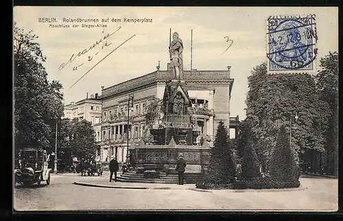 AK Berlin-Tiergarten, Rolandbrunnen auf dem Kemperplatz, Abschluss der Sieges-Allee