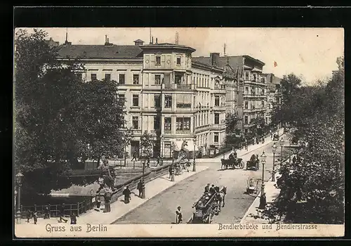 AK Berlin-Tiergarten, Bendlerbrücke und Bendlerstrasse mit Spaziergängern