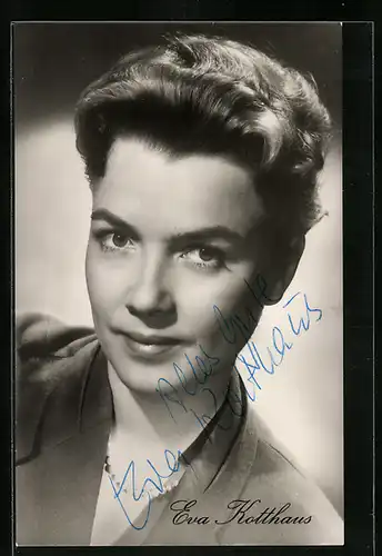 AK Schauspielerin Eva Kotthaus als Elisabeth Becker in dem Film Glücksritter, mit original Autograph