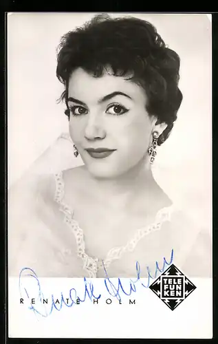 AK Musikerin Renate Holm mit Ohrringen, mit original Autograph