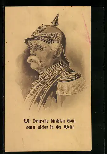 AK Bismarck, Portrait mit Pickelhelm