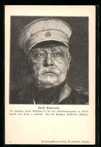 AK Fr. v. Lenbach: Fürst Bismarck, Portrait mit Mütze
