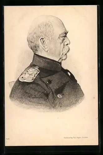 AK Bismarck in Uniform, Seitenportrait