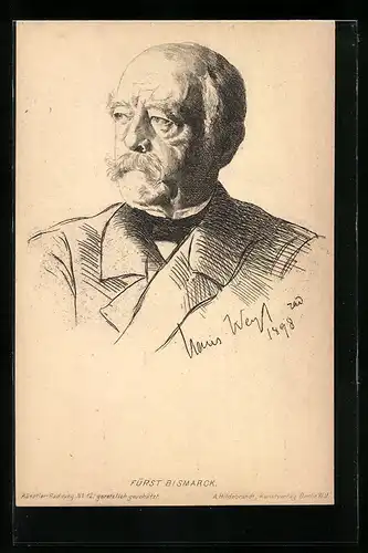 Künstler-AK Hans Weyl: Fürst Bismarck, Kopfportrait