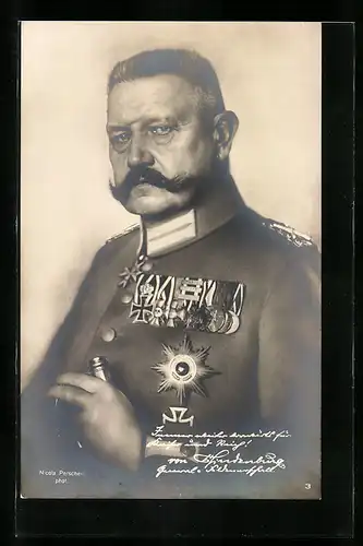 AK Reichspräsident Paul von Hindenburg in Uniform mit Orden