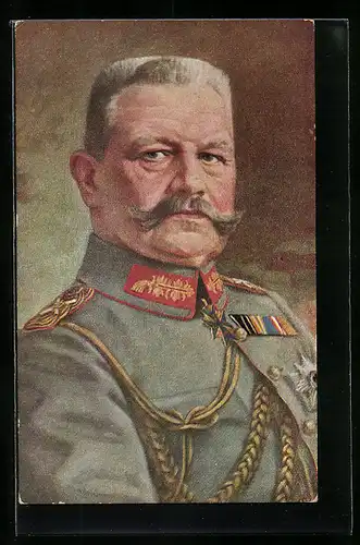 Künstler-AK Paul von Hindenburg in Uniform mit Orden