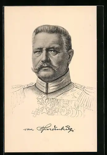Künstler-AK Portrait Generaloberst Paul von Hindenburg