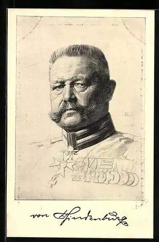 AK Paul von Hindenburg in Uniform mit Pour-le-Mérite