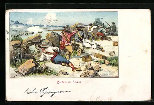 Lithographie Buren im Feuer