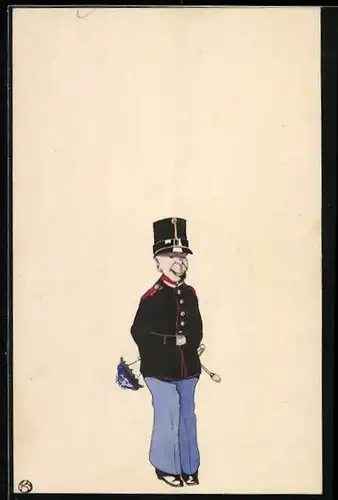 Künstler-AK Handgemalt: Soldat in schwarzer Uniform