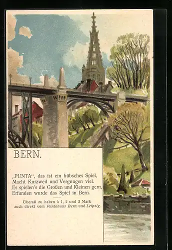 Künstler-Lithographie Bern, Brücke mit Domspitze