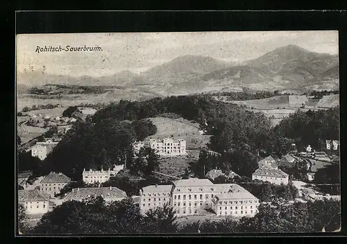 AK Rohitsch-Sauerbrunn, Teilansicht mit Fernblick aus der Vogelschau