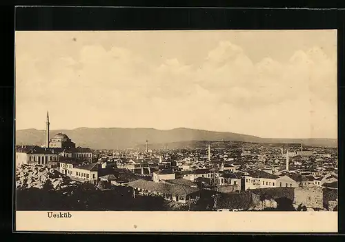 AK Uesküb, Ortsansicht aus der Vogelschau