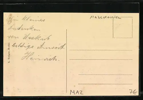 AK Uesküb, Ortsansicht aus der Vogelschau