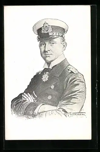 AK Kapitänleutnant Weddigen, U-Boot-Kommandant der U 9, Halbportrait in Uniform