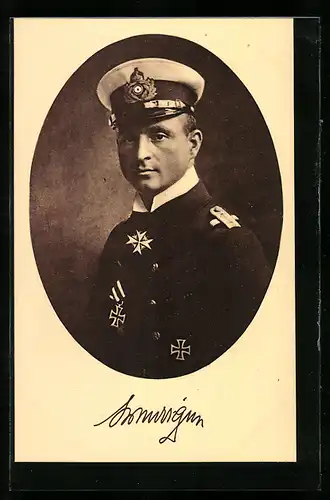 AK Portrait Kapitänleutnant Otto Weddigen