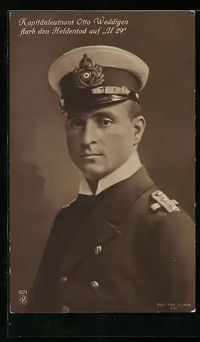 AK Portrait des U-Boot - Kapitänleutnant Weddigen in Uniform