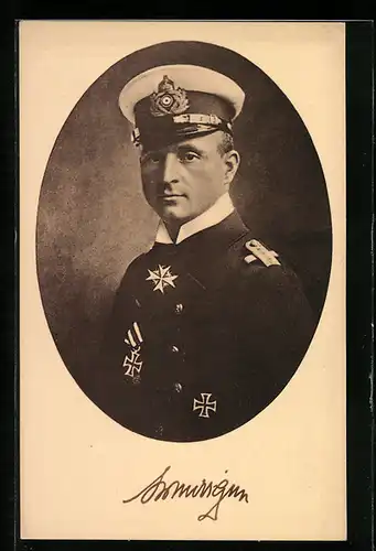 AK Portrait Kapitänleutnant Otto Weddigen