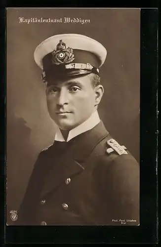 AK Portrait des U-Boot - Kapitänleutnant Weddigen in Uniform