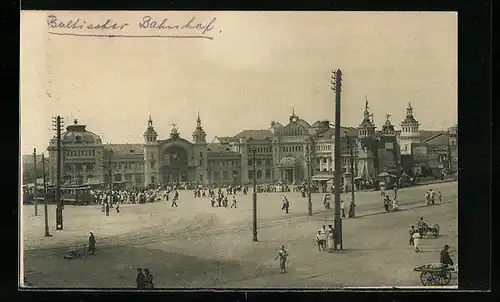 AK Moskau, Blick auf den Bahnhof