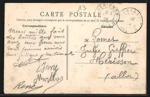 AK Montmarault, Rue de la République, Cafe de la Poste