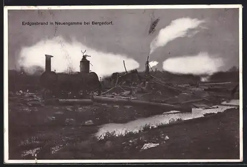 AK Neuengamme /Vierlanden, Der Erdgasbrand 1910, Explosion