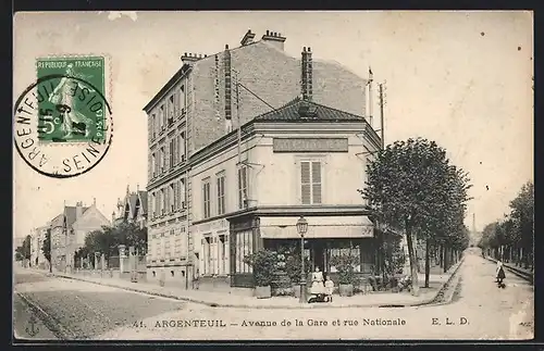 AK Argenteuil, Avanue de la Gare et rue Nationale