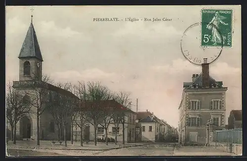 AK Pierrelaye, L`Eglise, Rue Jules Cesar