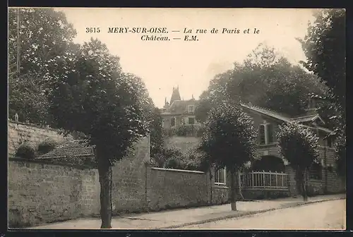 AK Mery-sur-Oise, La rue de Paris et le Château