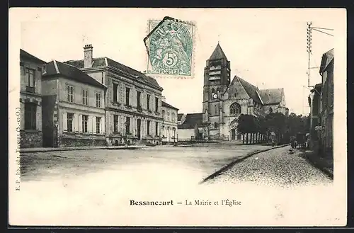 AK Bessancourt, La Mairie et l`Eglise