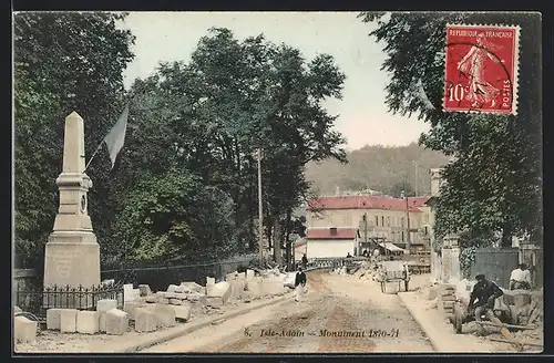 AK Isle-Adam, Monument 1870-71, Strassenbauer bei der Arbeit