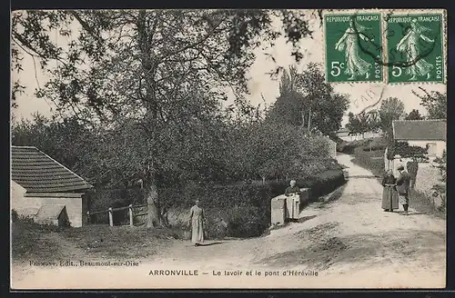 AK Arronville, Le lavoir et le pont d`Héréville