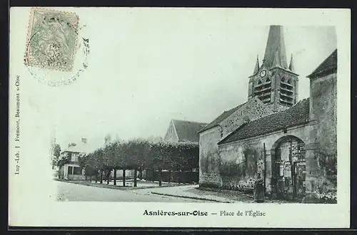 AK Asnieres-sur-Oise, Place de l`Eglise