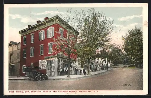 AK Rhinecliff, NY, Post Office, Cor. Schatzel Avenue and Charles Street