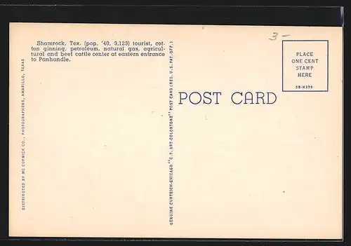 AK Shamrock, TX, US Post Office, General Hospital, First Baptist Church