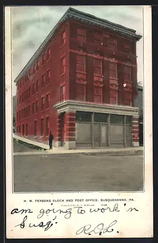 AK Susquehanna, PA, H. W. Persons Block and Post Office