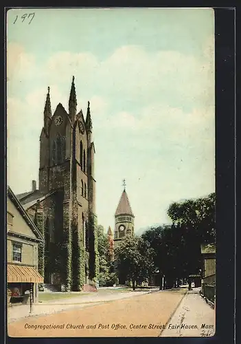 AK Fair Haven, MA, Congregational Church and Post Office, Centre Street