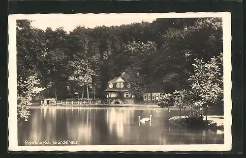 AK Glauchau i. Sa., Blick zum Cafe Gründelhaus