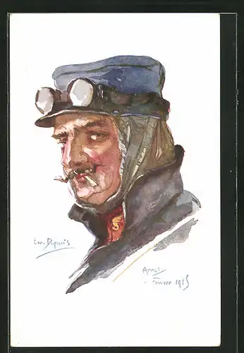 Künstler-AK Em. Dupuis: Nos Poilus, Arras, Soldat mit Schutzbrille