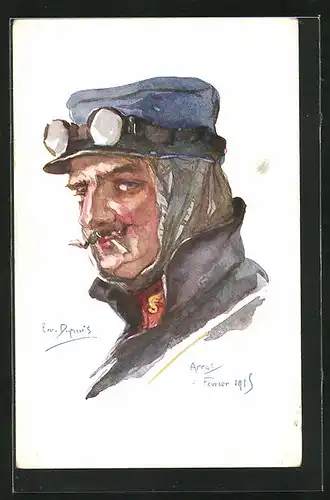 Künstler-AK Em. Dupuis: Nos Poilus, Arras, Soldat mit Schutzbrille