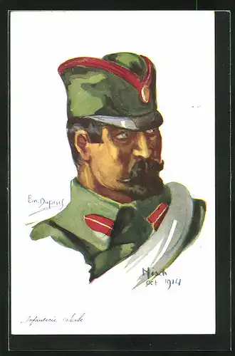 Künstler-AK Em. Dupuis: Infanterie Serbe, Serbischer Infanteriesoldat