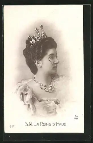 AK S. M. la Reine d'Italie mit Krone