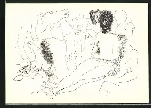 Künstler-AK unsign. Picasso: Studien menschlicher und tierischer Körper