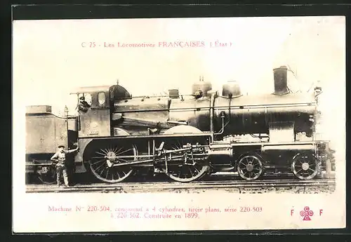 AK Französische Eisenbahn-Lokomotive No. 220-504 der Etat