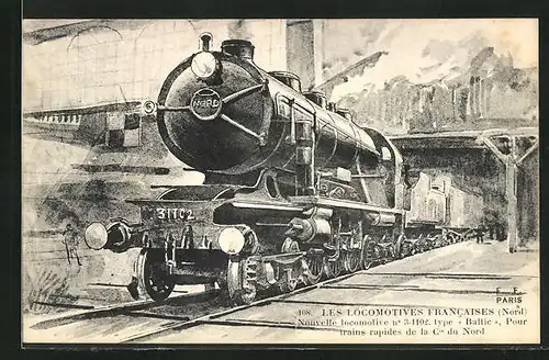AK Französische Eisenbahn-Lokomotive No. 31102 der Nord