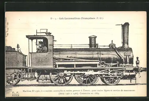 AK Französische Eisenbahn-Lokomotive No. 1361 der P.O.