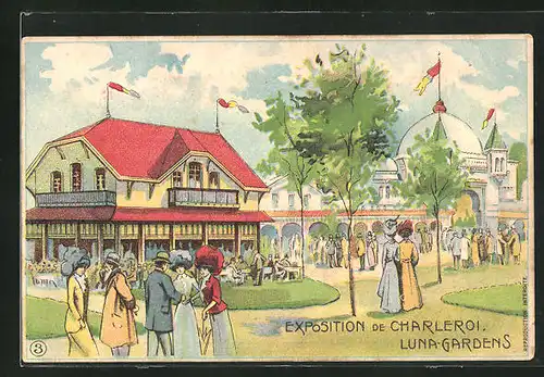 Künstler-AK Charleroi, Exposition 1911, Luna-Gardens