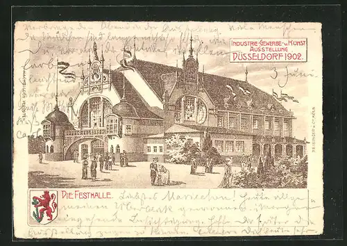 AK Düsseldorf, Industrie-Gewerbe- und Kunst-Ausstellung 1902, Die Festhalle