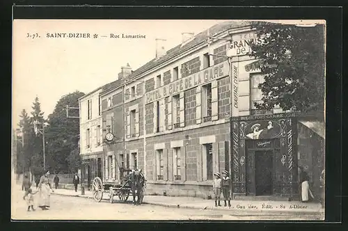 AK Saint-Dizier, Rue Lamartine, Hotel & Café de la Gare