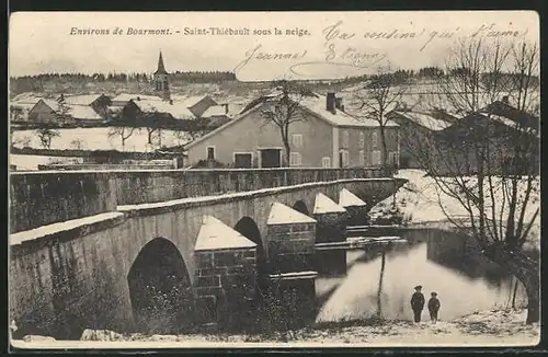 AK Saint-Thiébault, Brückenpartie im Winter